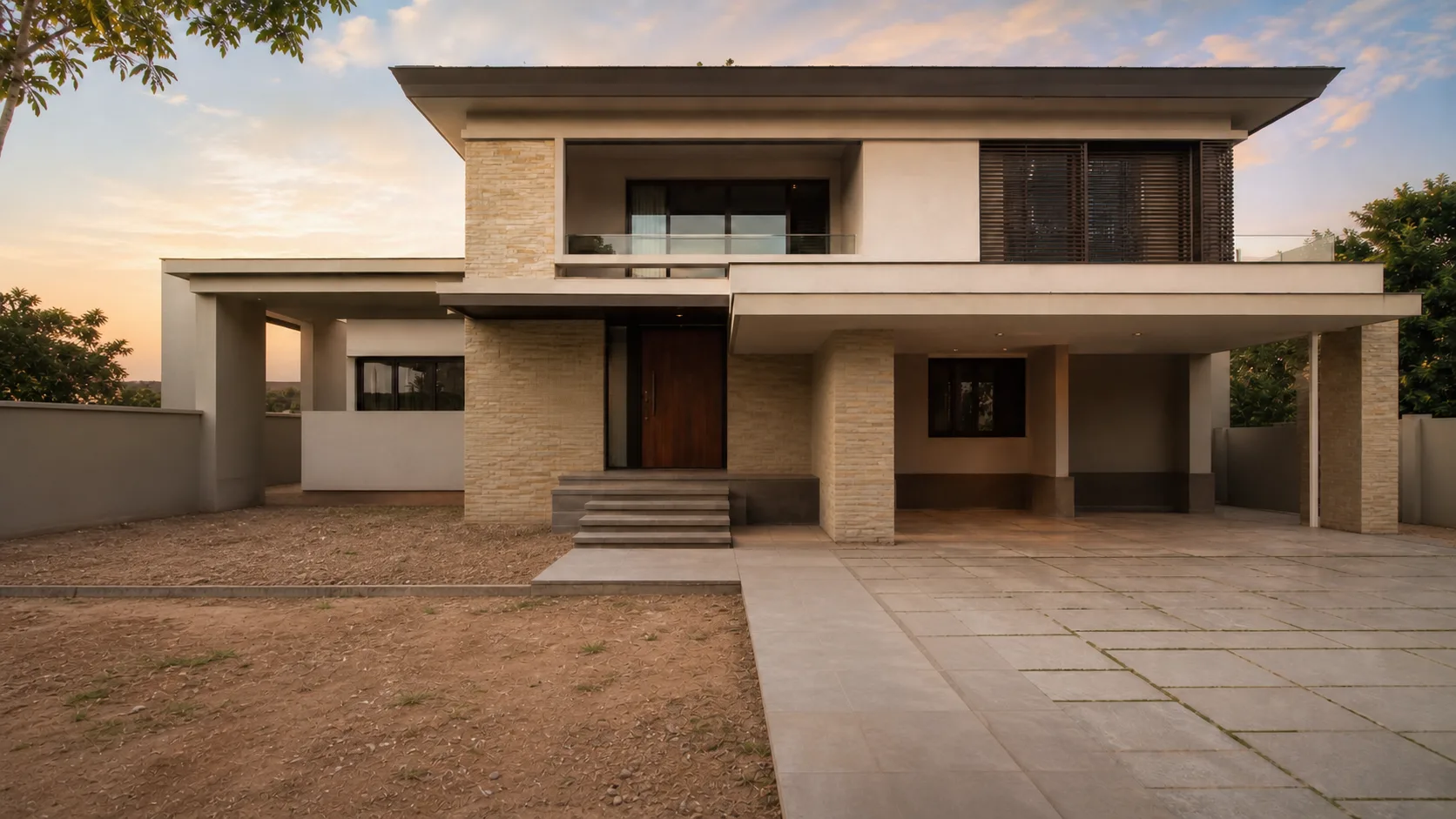 Concept view of a modern home before landscape planting